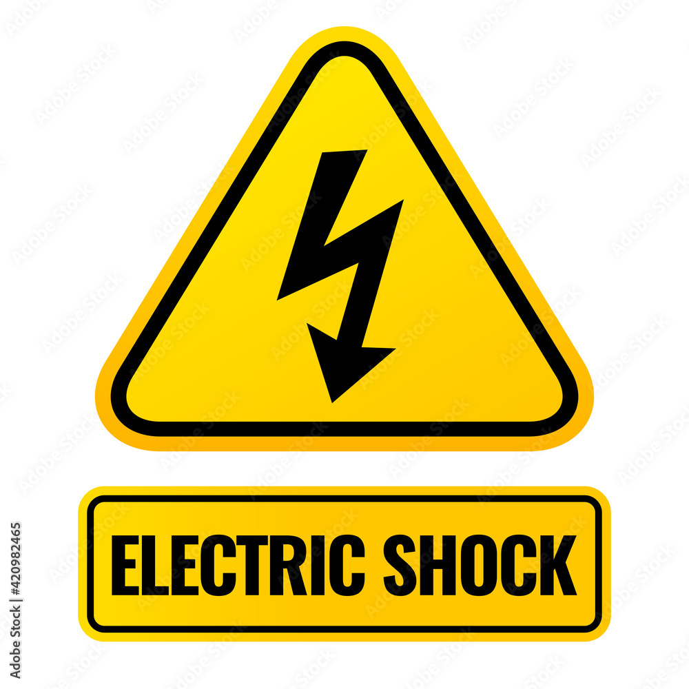 Electric shock warning sign with lightning symbol Electric shock warning sign with lightning symbol