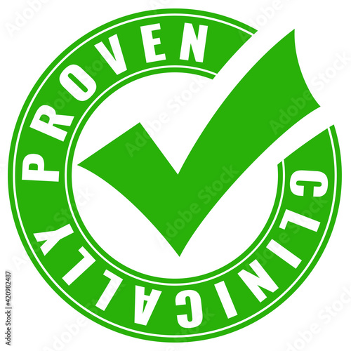 Clinically proven green tick icon photo