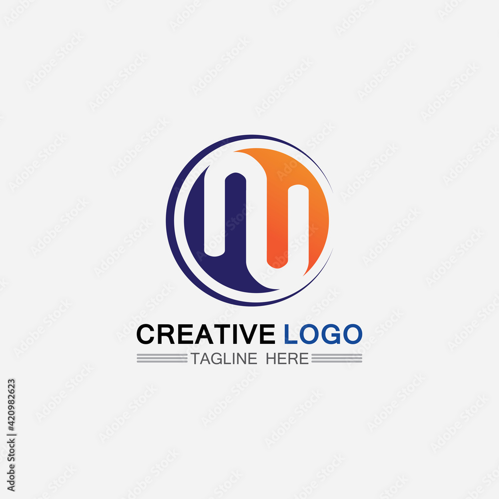 N logo font company logo business and letter initial N design vector and letter for logo