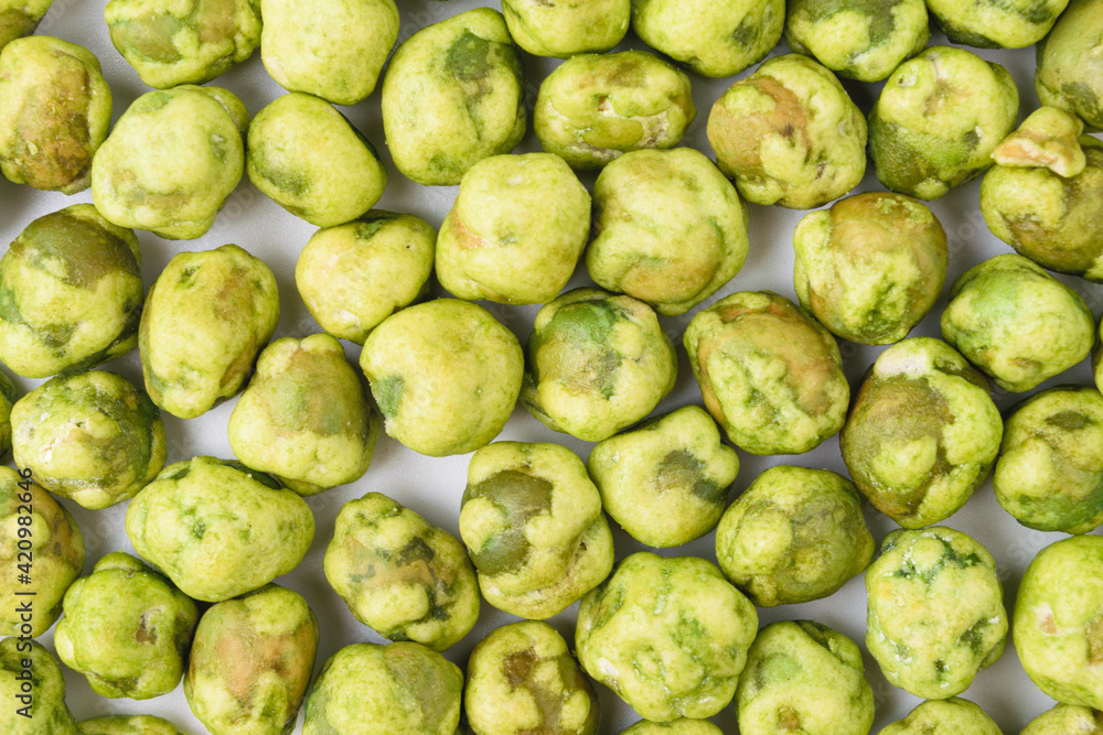 Horseradish beans on white background