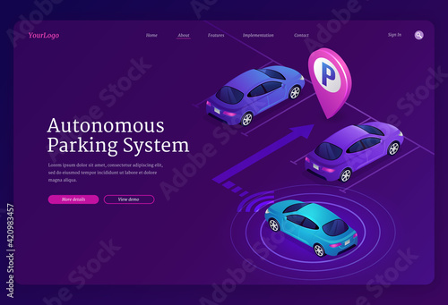 Autonomous parking system isometric landing page