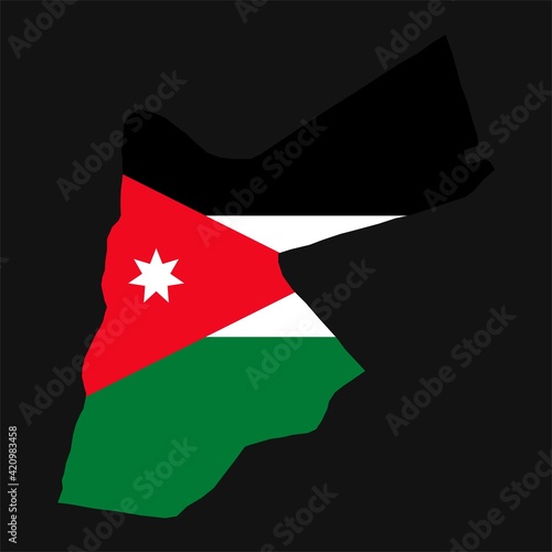 Jordan map silhouette with flag on black background