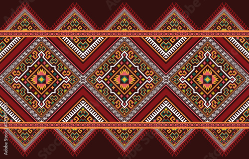 Oriental ethnic pattern traditional background Design for carpet,wallpaper,clothing,wrapping,batik,fabric,Vector illustration embroidery style.