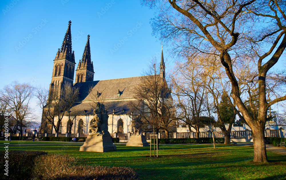 Prague,Czech Republic - January 31 2021: Vyšehrad on a sunny winter day Prague,Czech Republic - January 31 2021: Vyšehrad on a sunny winter day