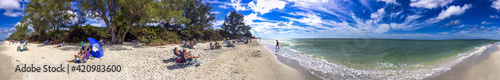 NAPLES, FL - FEBRUARY 2016: Tourists and locals along Delnor-Wiggins State Park - Panoramic view