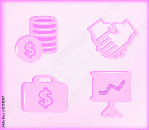 Finance icons. Business Icons, money signs. Finance business concept. 3D vector illustration