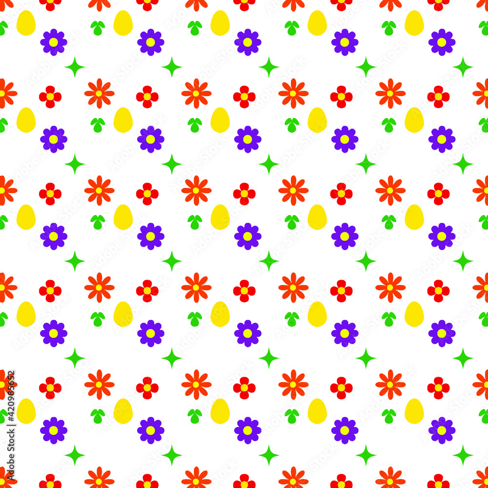 Easter .Pattern Eggs and flowers. Seamless pattern with colorful stars. Easter .Pattern Eggs and flowers. Seamless pattern with colorful stars.