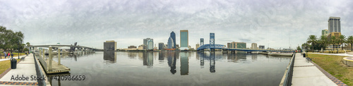 Jacksonville city skyline from the opposite side of the river, Florida - Panoramic view © jovannig
