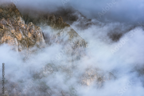 Cloudy mountains in the early morning