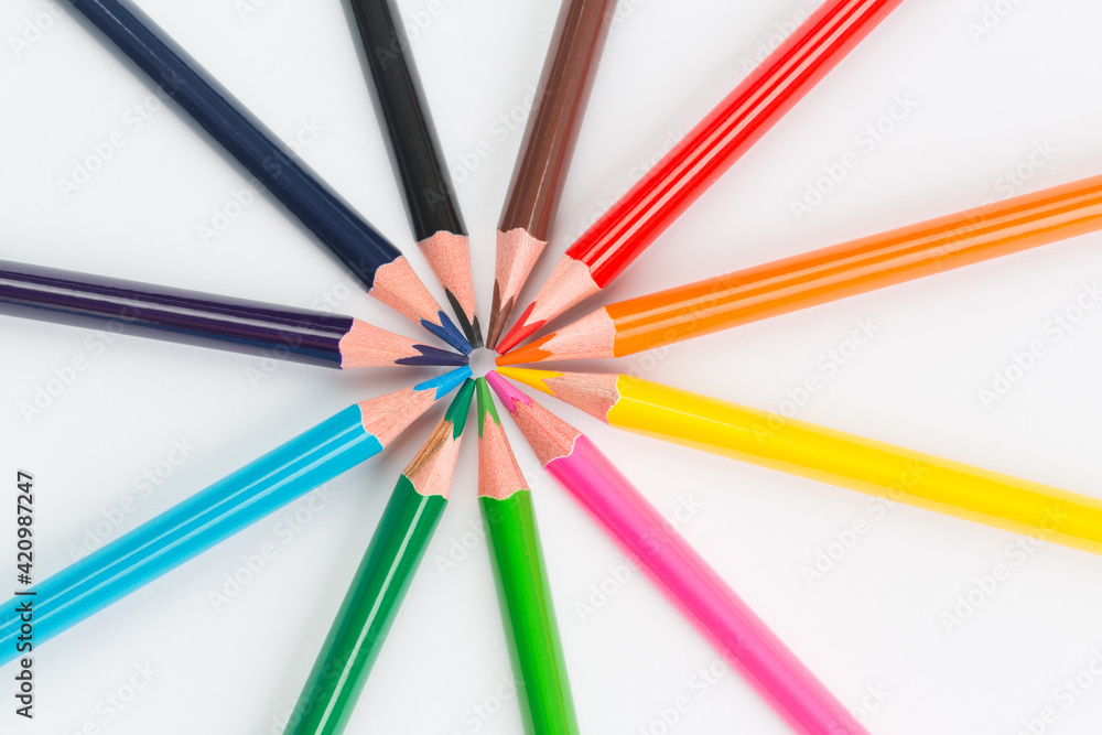 Colourful pencils on white background Colourful pencils on white background