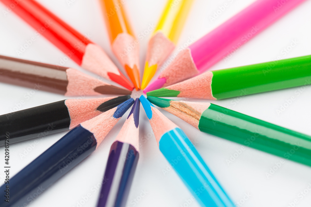 Colourful pencils on white background Colourful pencils on white background
