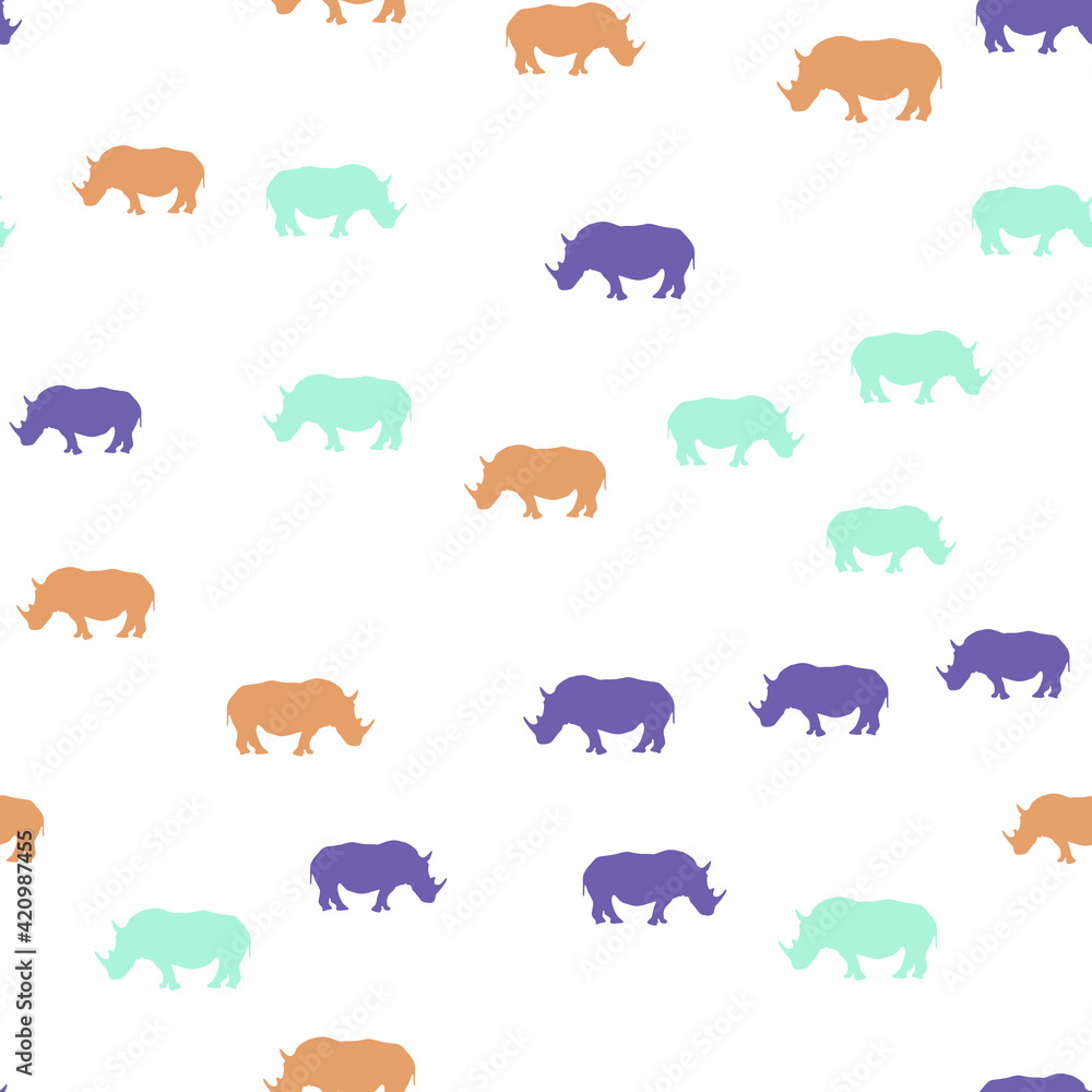 Seamless vector pattern with African Rhinos Seamless vector pattern with African Rhinos