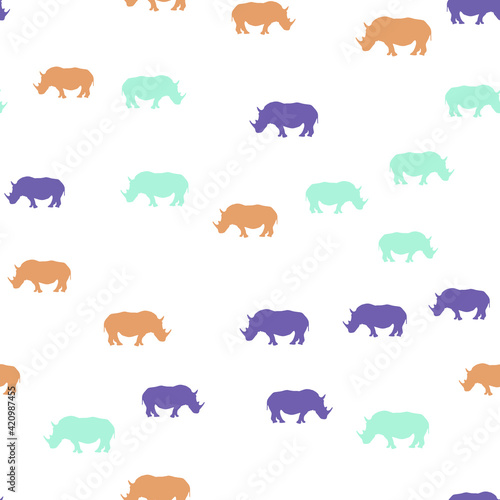 Seamless vector pattern with African Rhinos