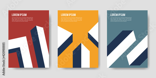 A collection of poster backgrounds, brochures, flyers with 3d shape designs. Vector illustration.