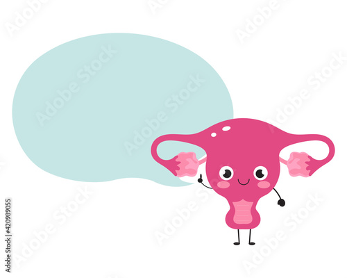 Cute uterus with blue bubble chat