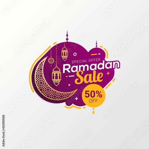 Ramadan sale label badge banner template design background