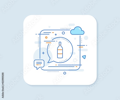 Wine bottle line icon. Merlot or Cabernet Sauvignon sign. Vector