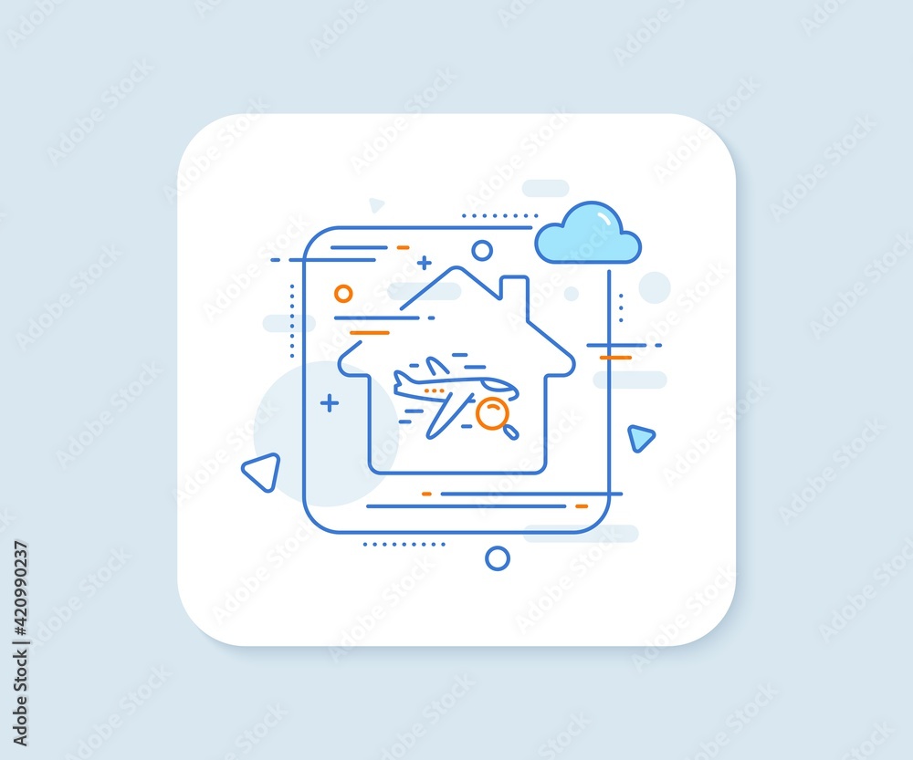 Search flight line icon. Find travel sign. Vector Search flight line icon. Find travel sign. Vector