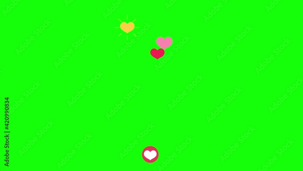 Animation movie with a floating hearts ( SNS , stream broadcasting ) . Green background for transparent use. Animation movie with a floating hearts ( SNS , stream broadcasting ) . Green background for transparent use.
