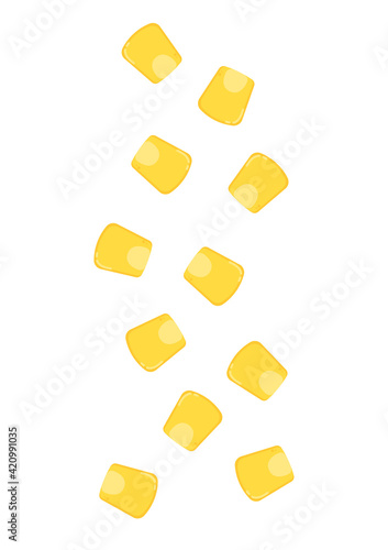 Corn kernels drop vector. Corn kernels on white background.