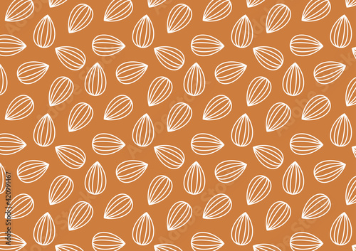 Almond vector. Almond pattern wallpaper. Almond doodle symbol.