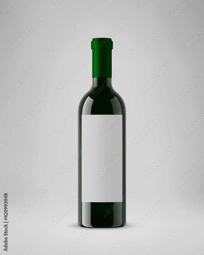 Isolated wine bottle with vertical label. 3D illustration. Vector. Isolated wine bottle with vertical label. 3D illustration. Vector.