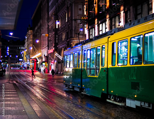 tram at night