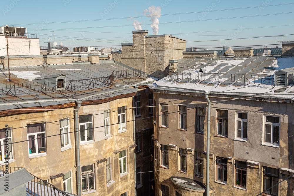Typical Saint Petersburg backyards in the city center.