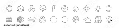 Vector set of recyclable materials thin line icons.