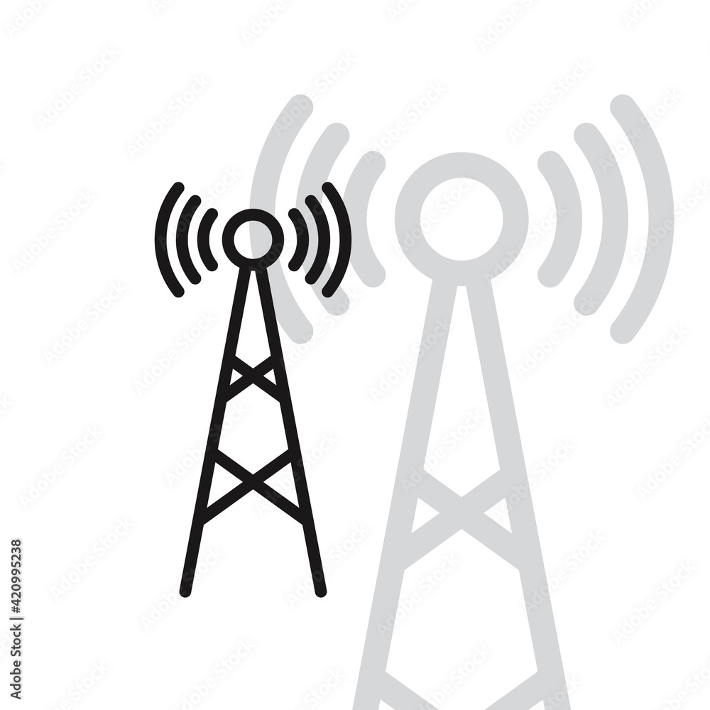 Radio tower with waves for broadcast transmission. Vector Radio tower with waves for broadcast transmission. Vector