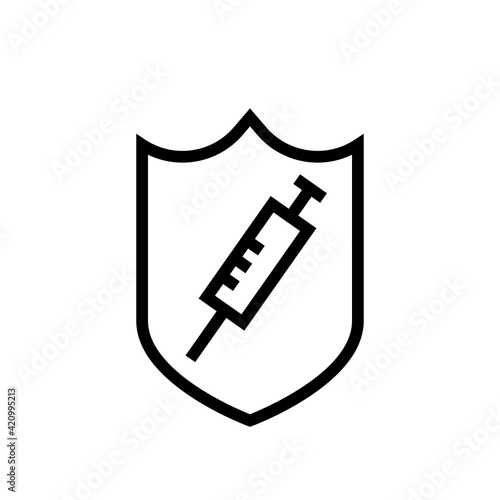 Shield icon. Shield with vaccine