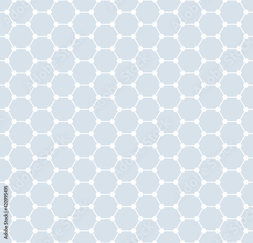 Abstract seamless geometric hexagons blue pattern.
