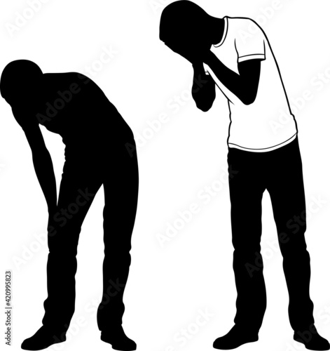 silhouettes of men with knee and head pain