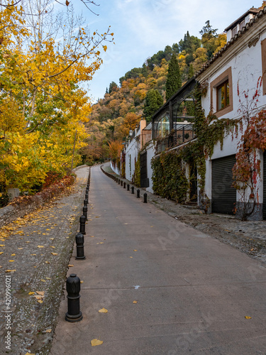street in autumn in Granada, Spain