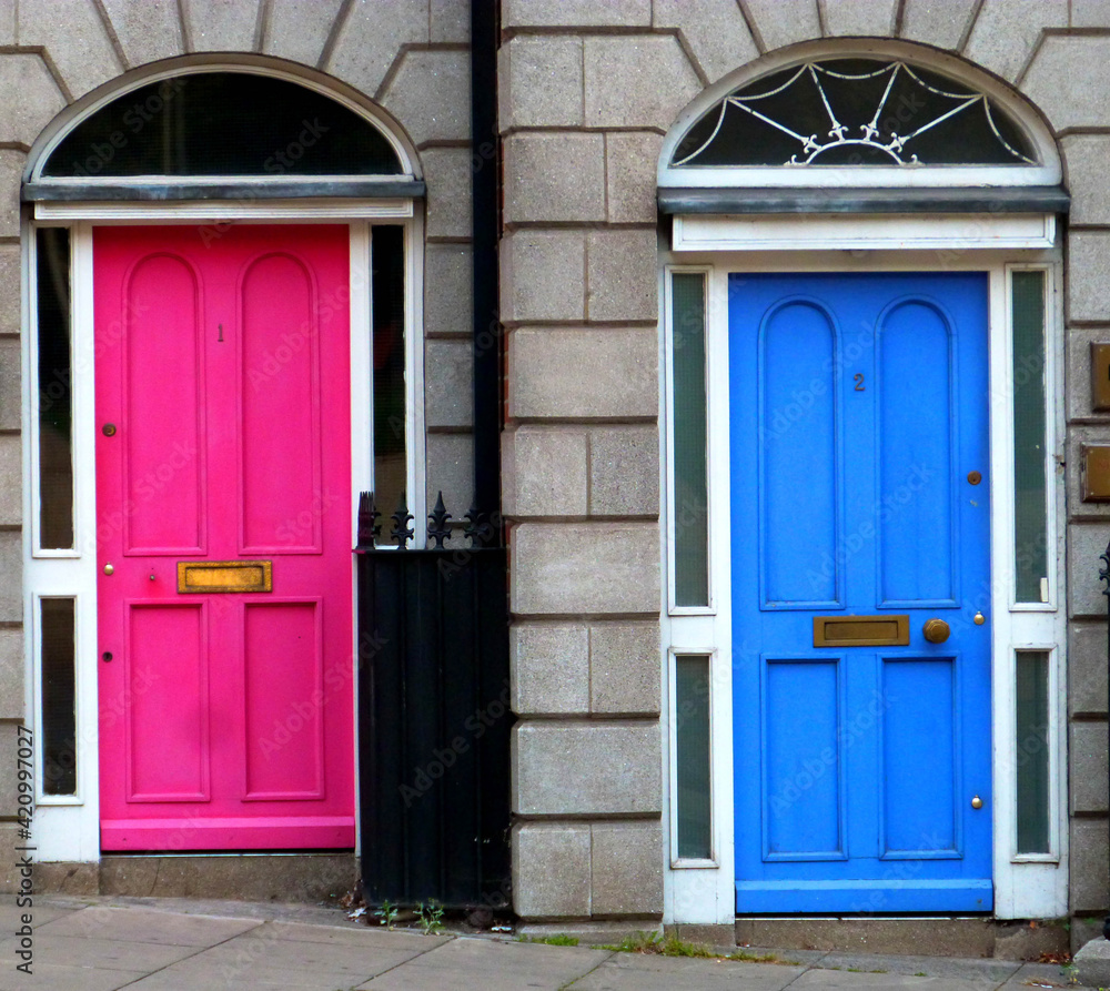 colorful wooden front doors in ireland