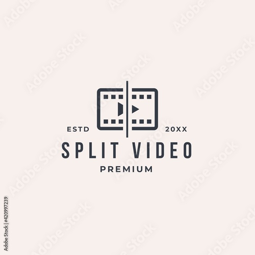 Split, trim, cut and crop video editing logo