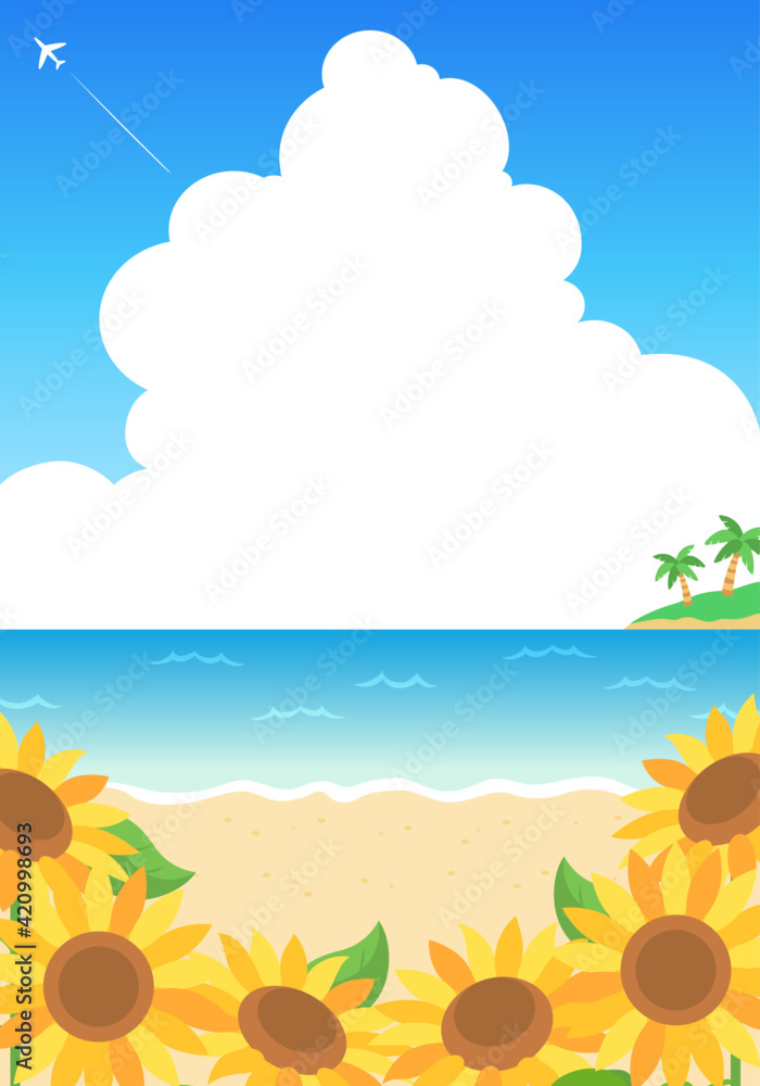 夏のひまわりと海と入道雲の水彩風ベクターイラスト 風景 背景 Stock Vektorgrafik Adobe Stock 夏のひまわりと海と入道雲の水彩風ベクターイラスト 風景 背景 Stock Vektorgrafik Adobe Stock