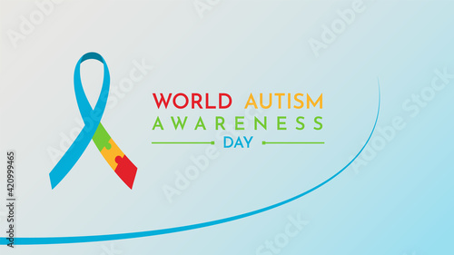 World autism awareness day illustration wallpaper with ribbon Free Vector