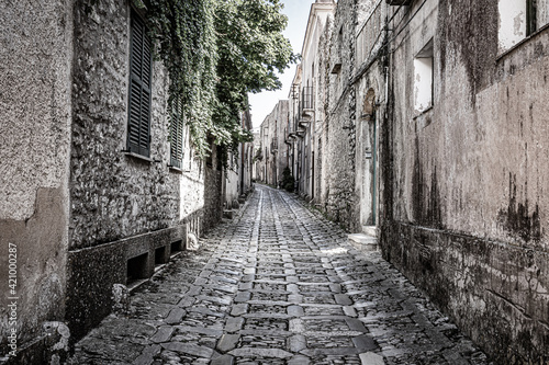 Narrow street in Erice. Sicily, Italy.
