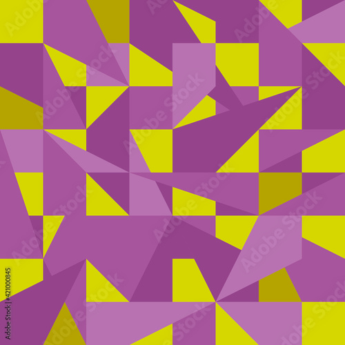 Twisted Shards Yellow Pink Pattern. Vector Abstract Shards Pattern.