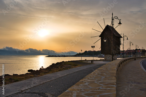 NESSEBAR, BULGARIA, JUNY 20, 2016: town of Nessebar. old windmill