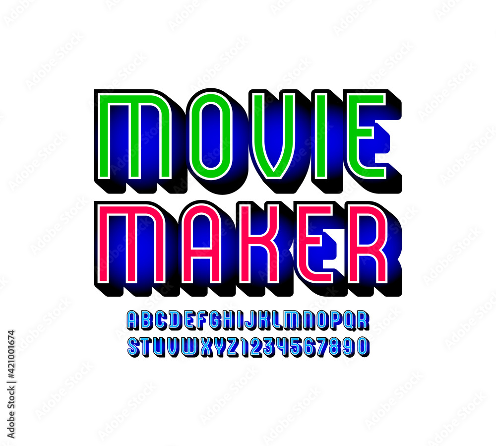 3D modern Font, trendy alphabet for plakat, condensed letters and numbers, vector illustration 10eps 3D modern Font, trendy alphabet for plakat, condensed letters and numbers, vector illustration 10eps