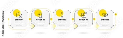 Cold coffee, Water bottle and Wine bottle icons set. Boiling pan sign. Vector
