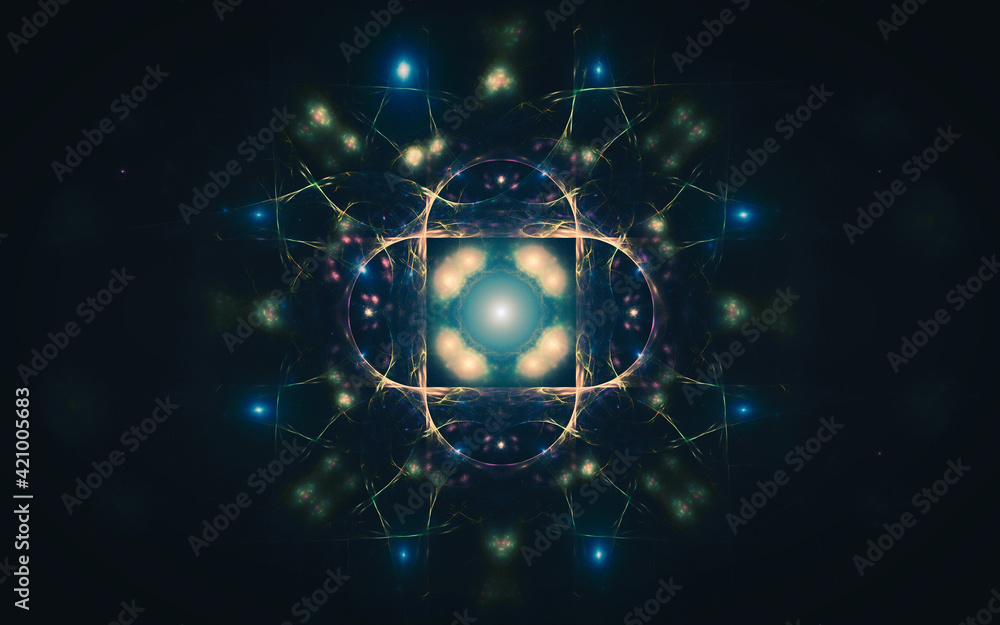 abstract image illustration of a fantastic glowing mystical crystal on a black background for symbol or emblem use abstract image illustration of a fantastic glowing mystical crystal on a black background for symbol or emblem use