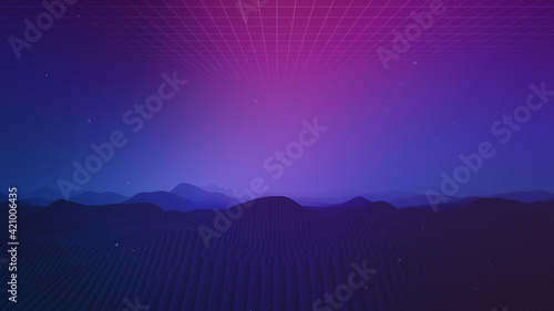Retro Arcade Synthwave Landscape Background