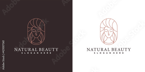 Beauty feminine salon logo icon line art style with modern concept, Premium Vector © MUCHAMAD