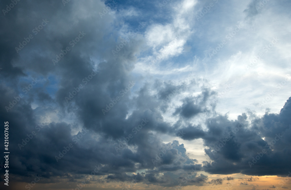 Sunset with sun rays, sky with clouds and sun. Sunset with sun rays, sky with clouds and sun.