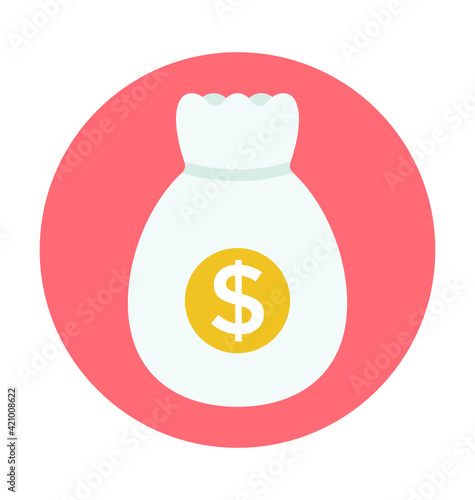 Money Sack Colored Vector Icon 