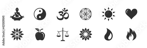 Yoga / Gesundheit / Kraft / Natur - Vektor Symbole
