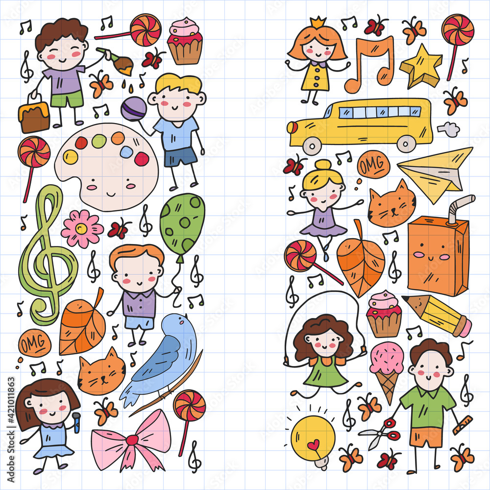 Vector pattern with items for school. Online internet education, e-learning. Vector pattern with items for school. Online internet education, e-learning.